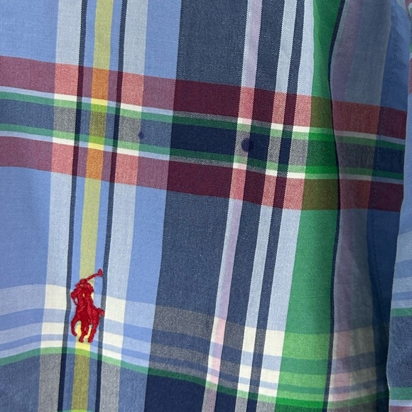 Ralph Lauren Men’s Casual Button Down Shirt Blue and Green Sz L - Picture 3 of 4